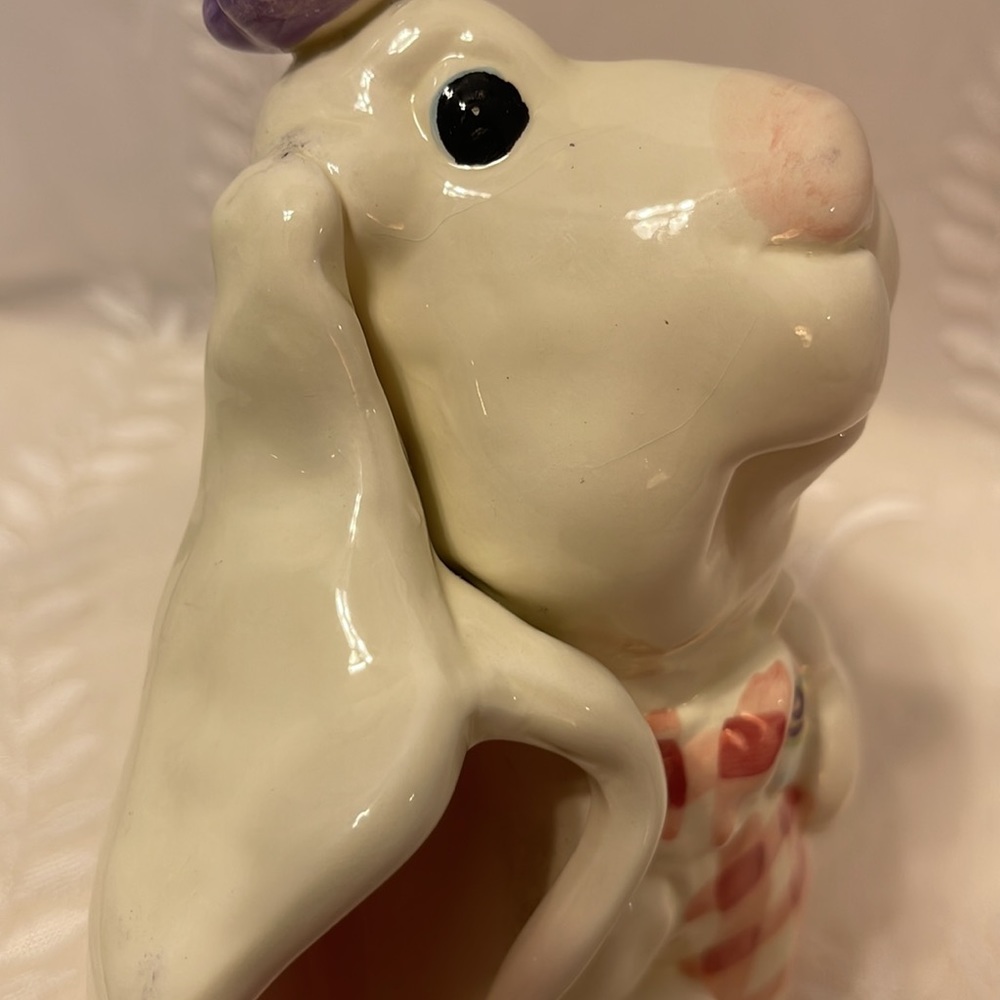Floppy Eared Rabbit Easter Ceramic Farmhouse Cottagecore Rabbit/ Bunny. No Chips - Picture 7 of 10
